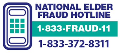 National Elder Fraud Hotline 1-833-372-8311