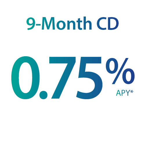 9-Month CD 0.75% APY*