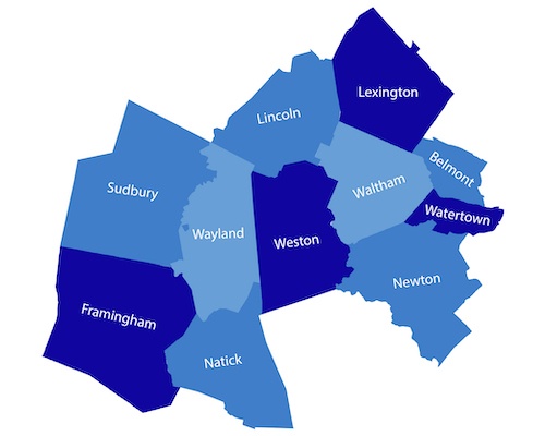 Map showing the Bank's CRA Area in shades of blue.