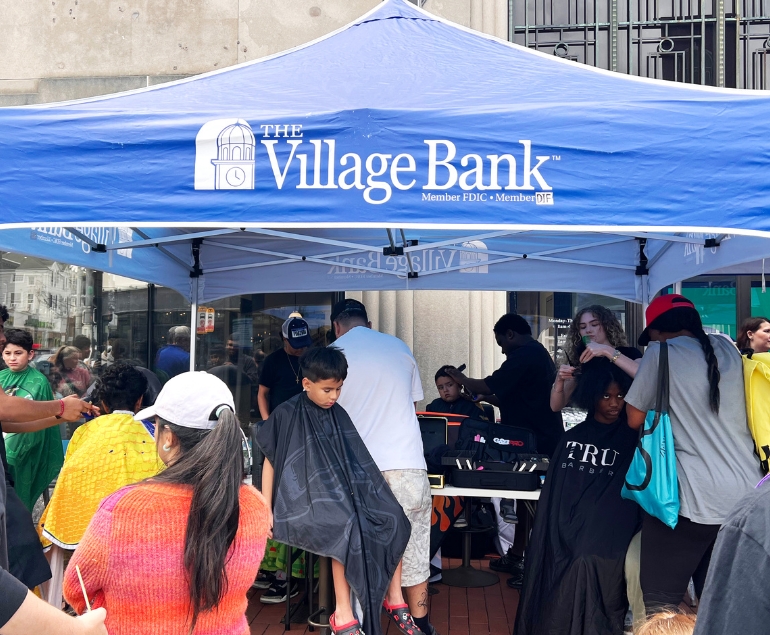 Pictured are attendees of the Waltham Back to School Haircut Event