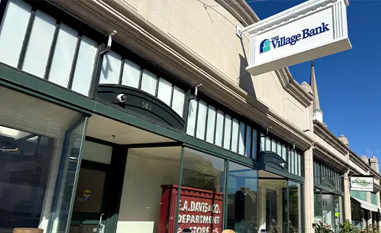 The entrance to The Village Bank's Wellesley branch
